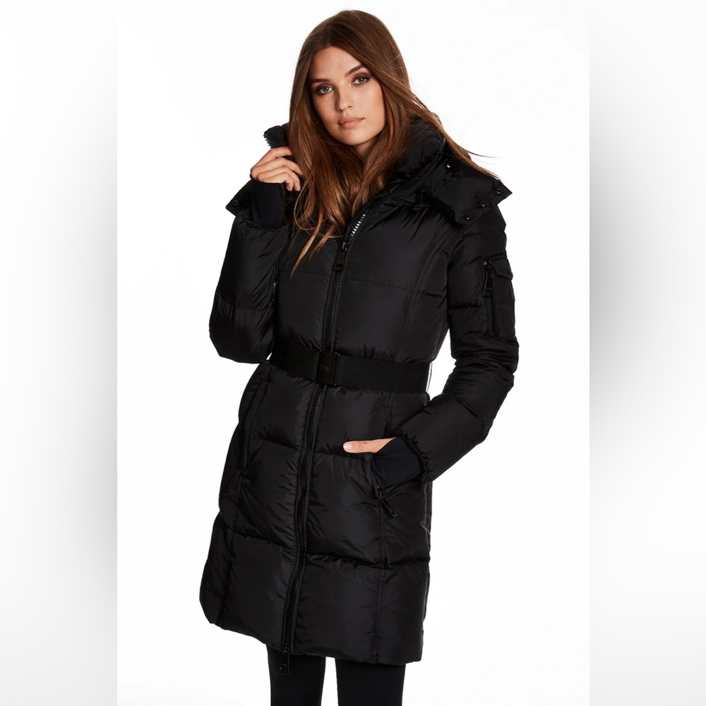 NEW SAM Jacket Coat Belted Hooded Down Puffer Black XL Designer Winter Warm Slim
